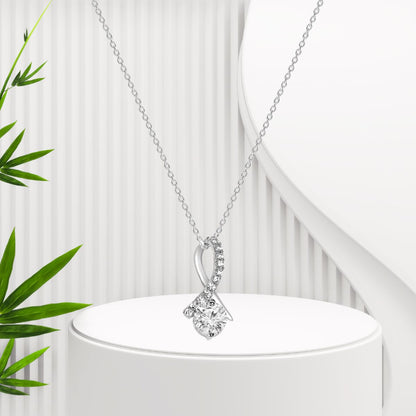 Silver Graceful Curved Solitaire Pendant