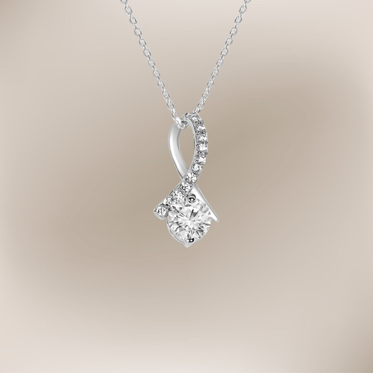 Silver Graceful Curved Solitaire Pendant