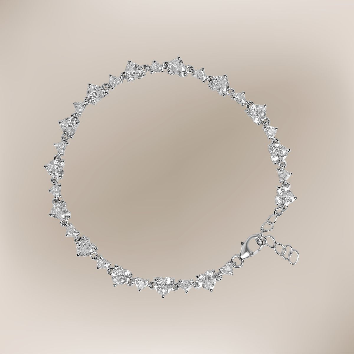 SIlver Heart Solitare Bracelet