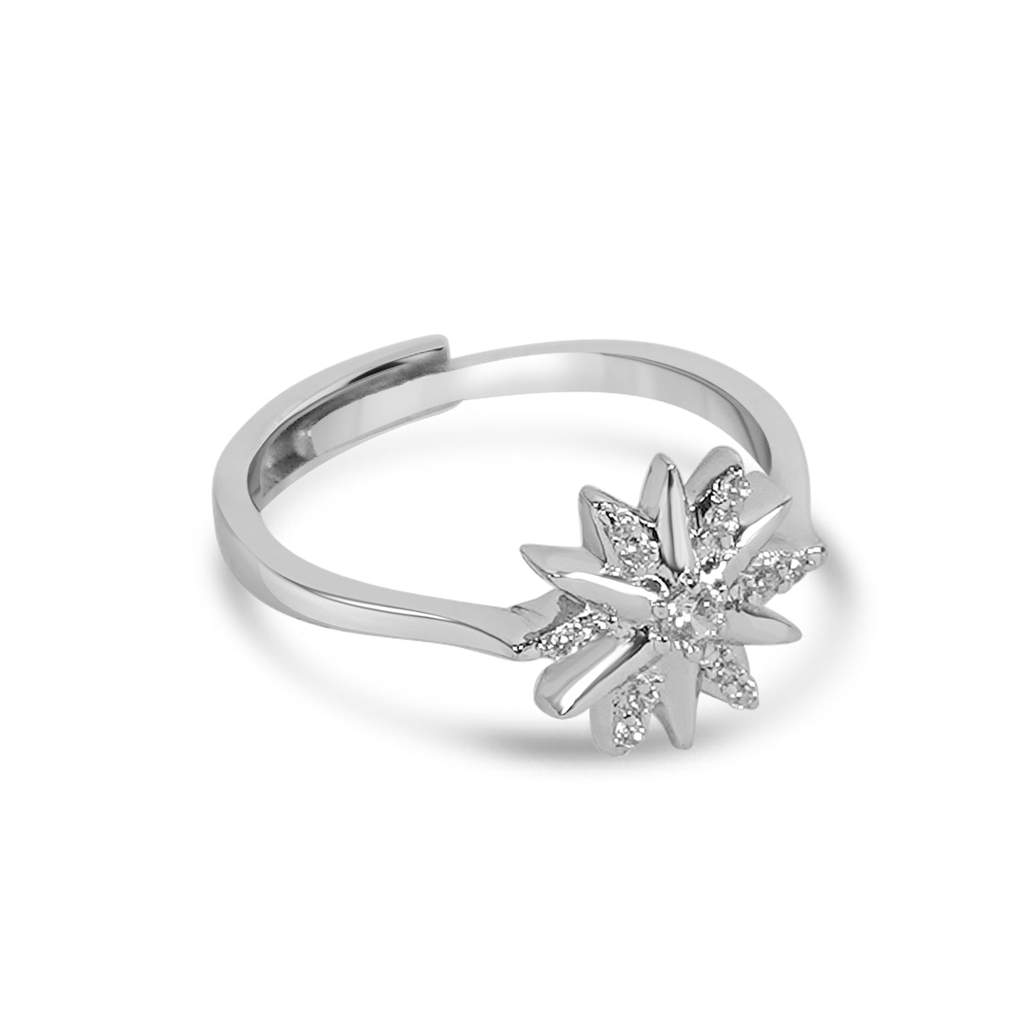 Silver Elegant Bloomy Star Ring