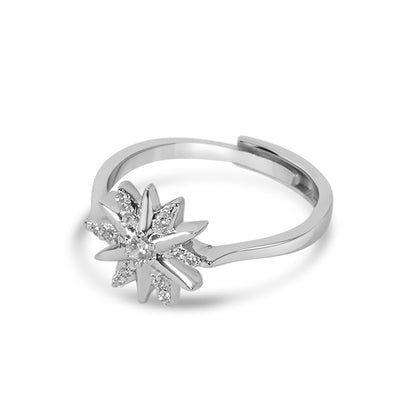 Silver Elegant Bloomy Star Ring