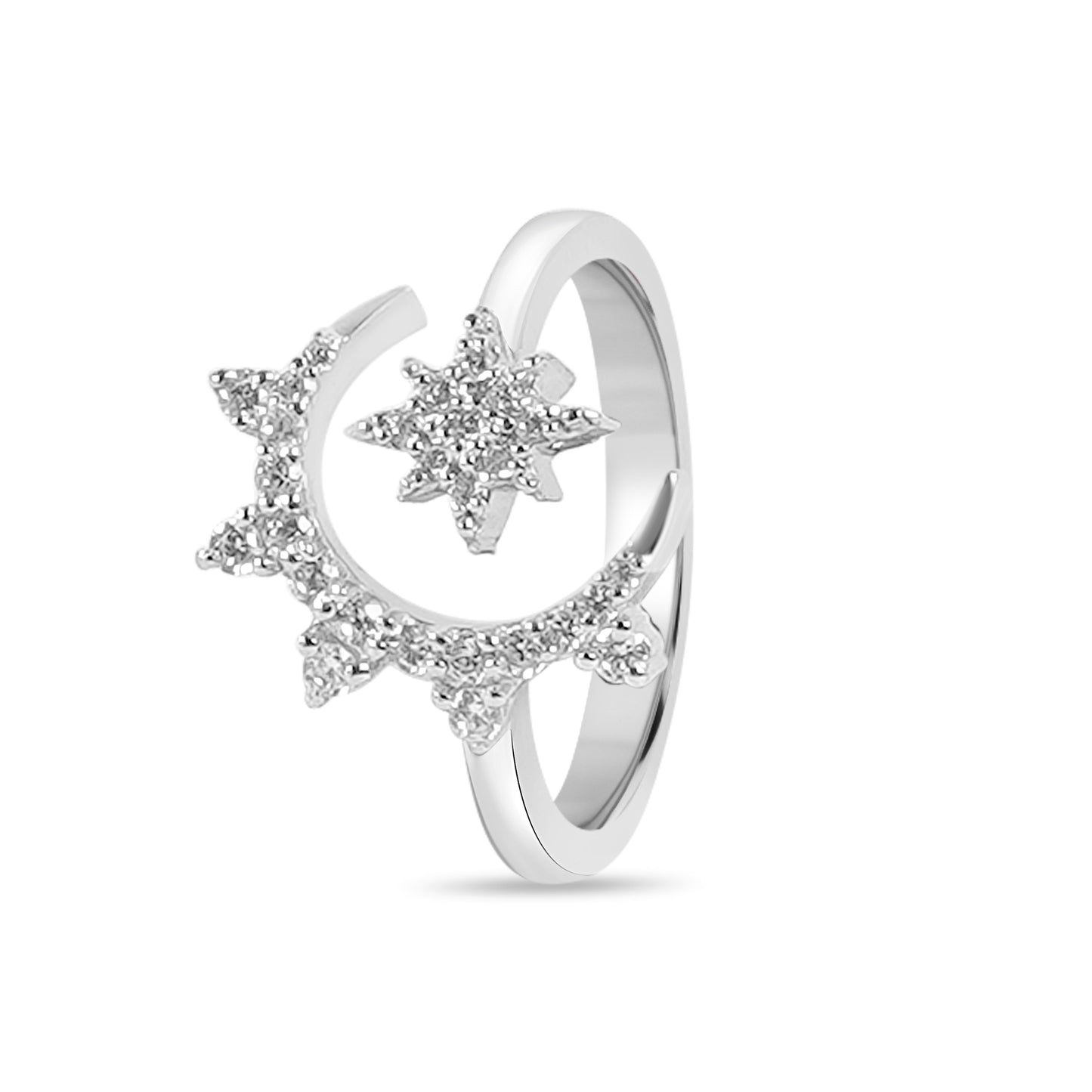 Silver Moon Star Ring for DIVAs