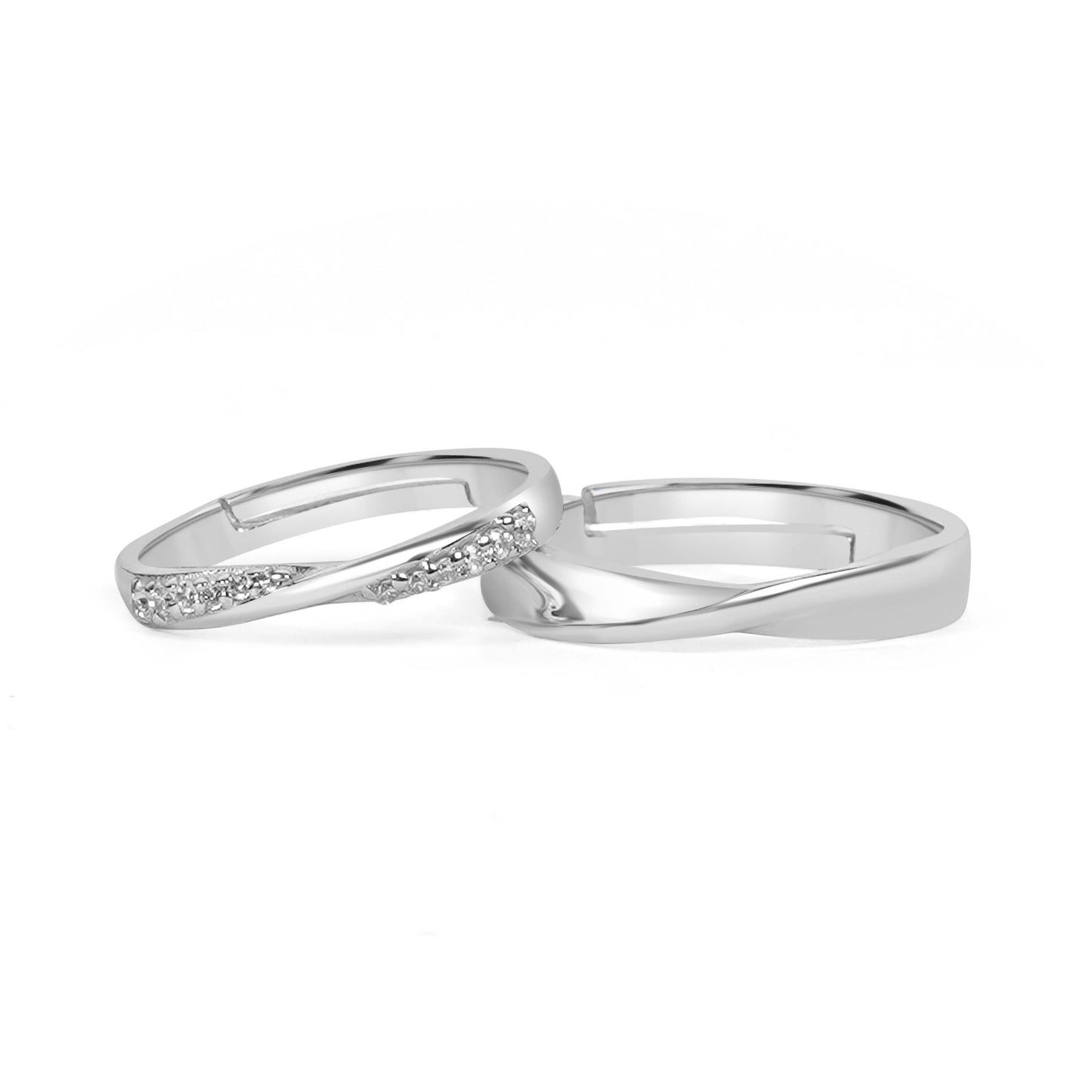 Silver Elegant Infinity Solitaire Ring for Couples