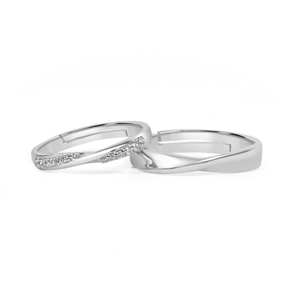 Silver Elegant Infinity Solitaire Ring for Couples