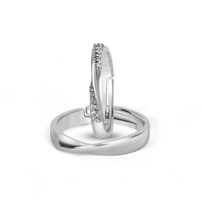 Silver Elegant Infinity Solitaire Ring for Couples