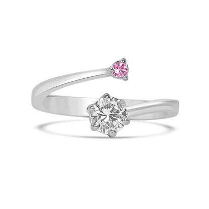 Silver Ruby Pink Stone Solitaire Ring