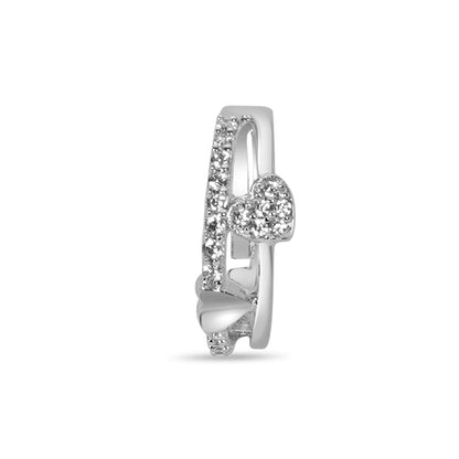 Silver Elegant Zircon Twin Heart Ring