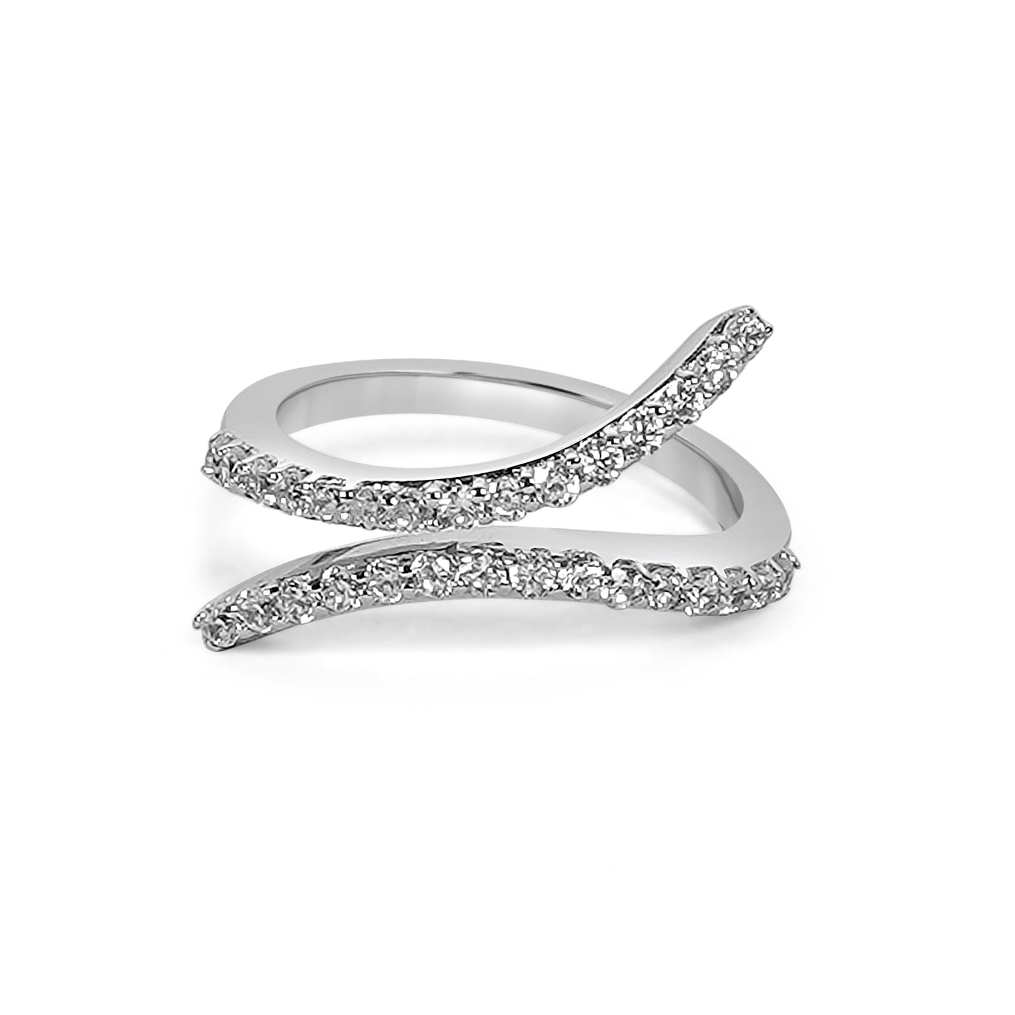 Silver Dazzling Curve Stone Ring