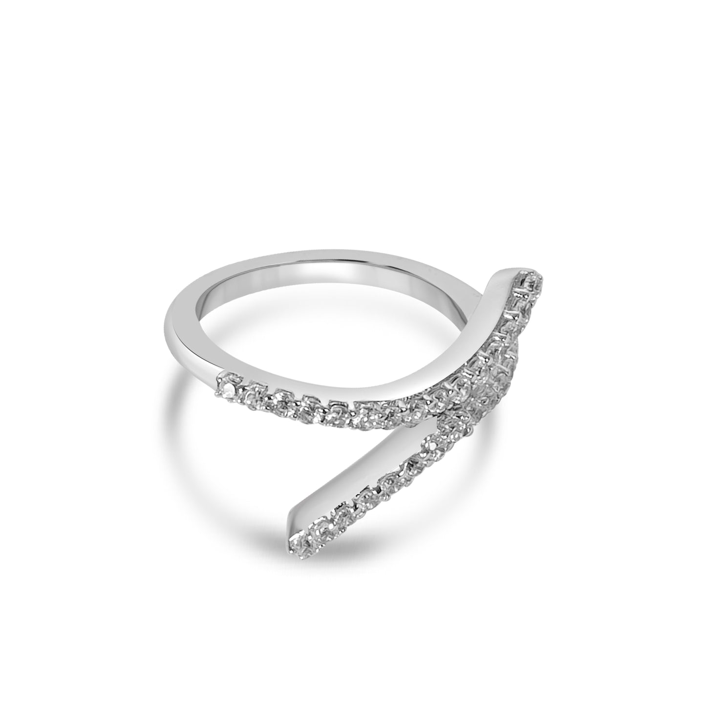 Silver Dazzling Curve Stone Ring