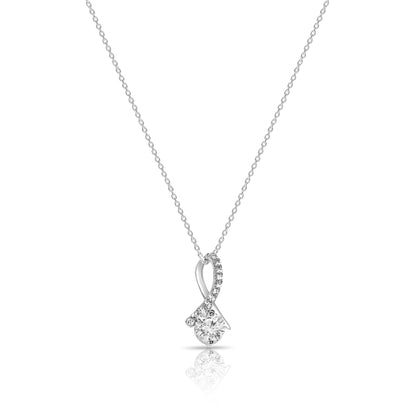 Silver Graceful Curved Solitaire Pendant