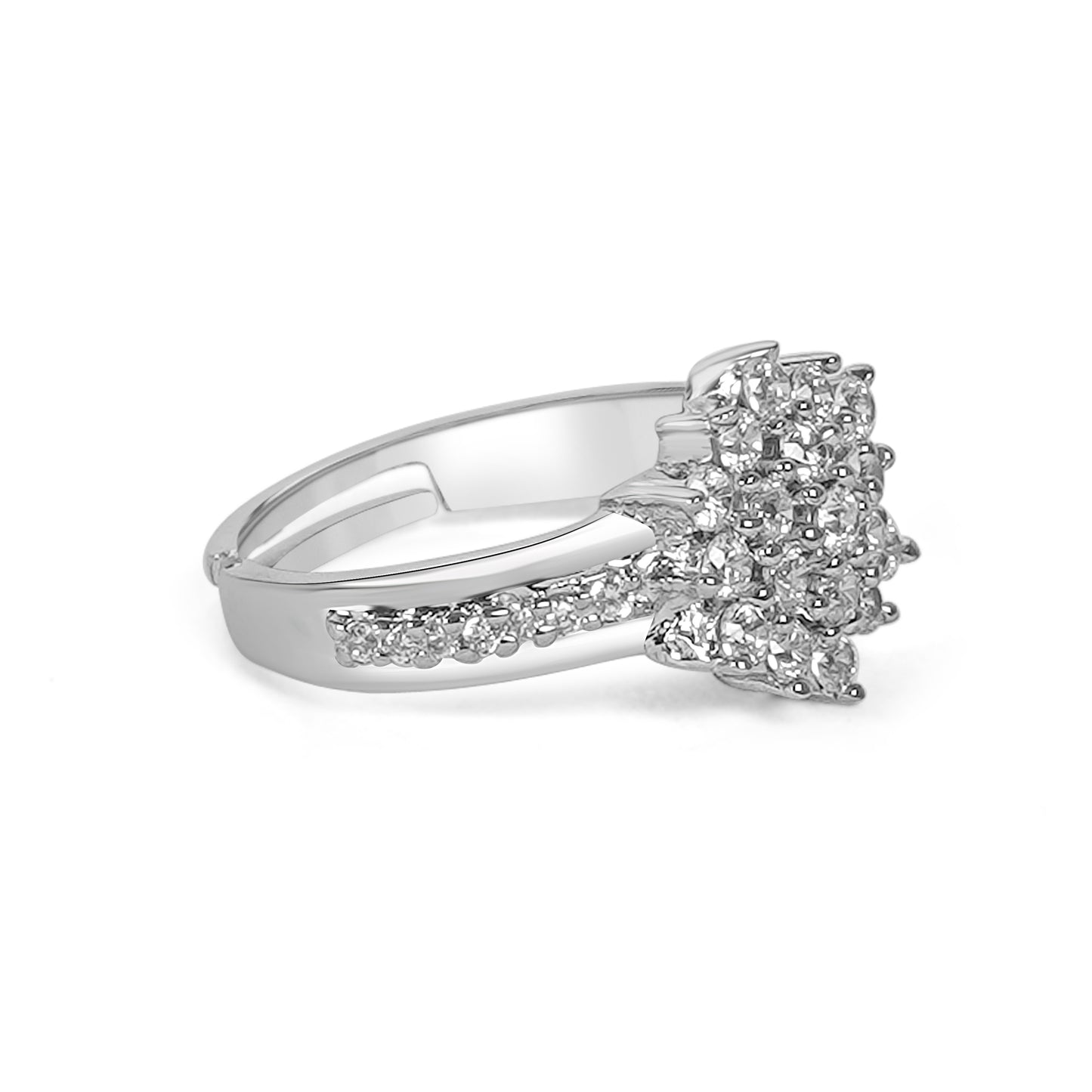 Silver Regal Flower Ring for Female