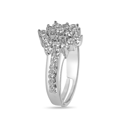 Silver Regal Flower Ring for Female