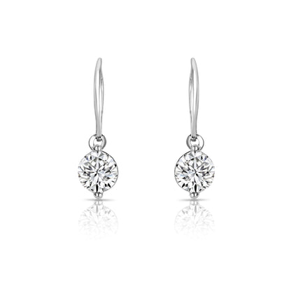 Silver Elegant Hook Solitaire Earrings