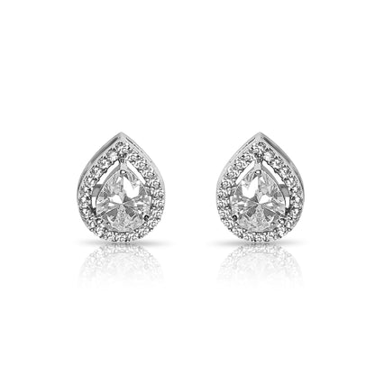 Silver Drop Solitaire Stone Earring